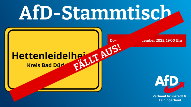 STAMMTISCH LEININGERLAND IM DEZEMBER FÄLLT AUS!